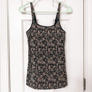 GILLIGAN & O’MALLEY • Black + Nude Pink Lace Print Nursing Cami Tank Top